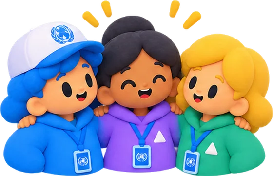 Three colleagues smiling together